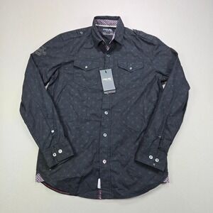 Projek Raw Button Down Indigo Peak Geometric Utility Black Mens Small NEW